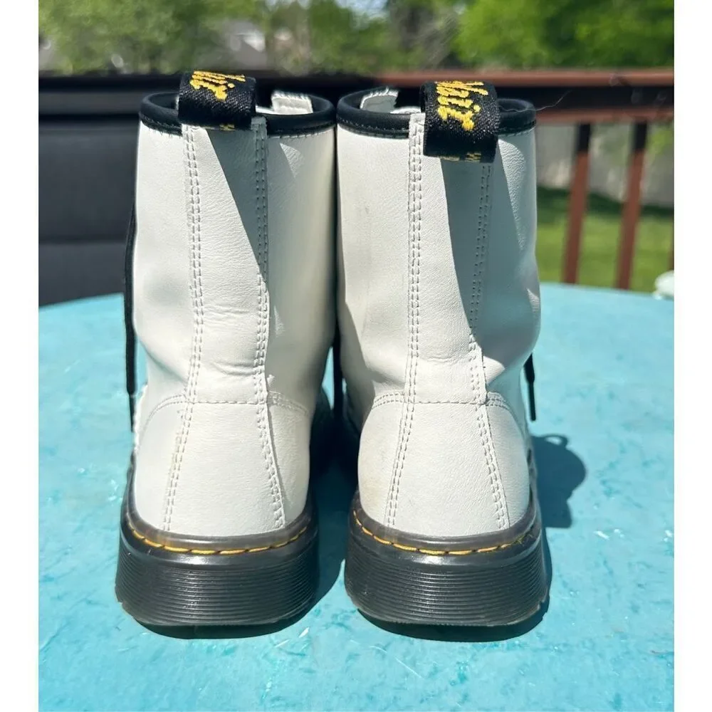 Dr Martens Docs 1460‎ 8-eyelet Soft Smooth White Leather Boots Women Size 5